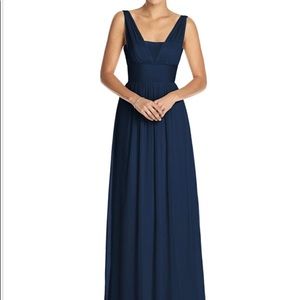 Bridesmaid floor length midnight blue dress
